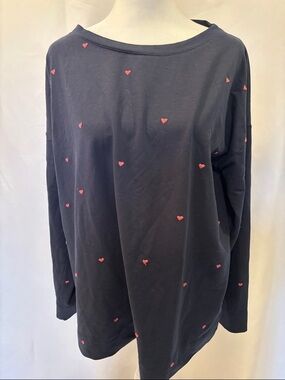 J. Jill Navy Blue Knit Top with Subtle Stitch Detail - size Large